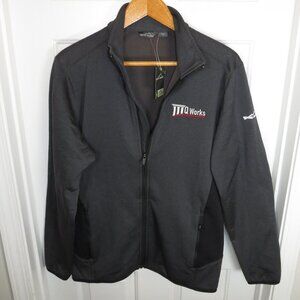 *NWT* Eddie Bauer Heathered Zip Fleece Full Zip Jacket Gray/Black Mens XL *Logo